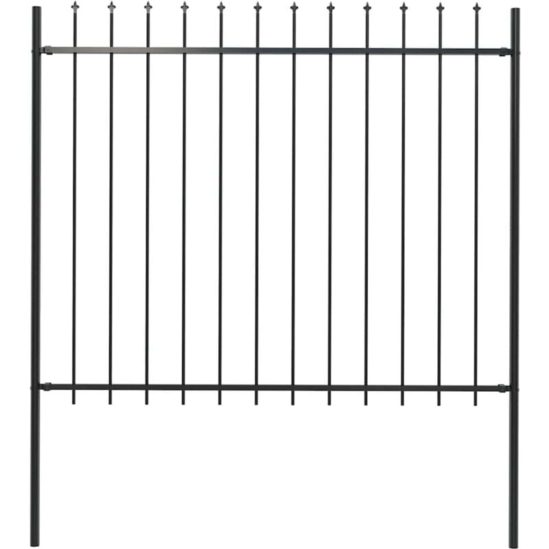 Clôture de jardin avec dessus en lance Acier 1,7 x 1,5 m Noir