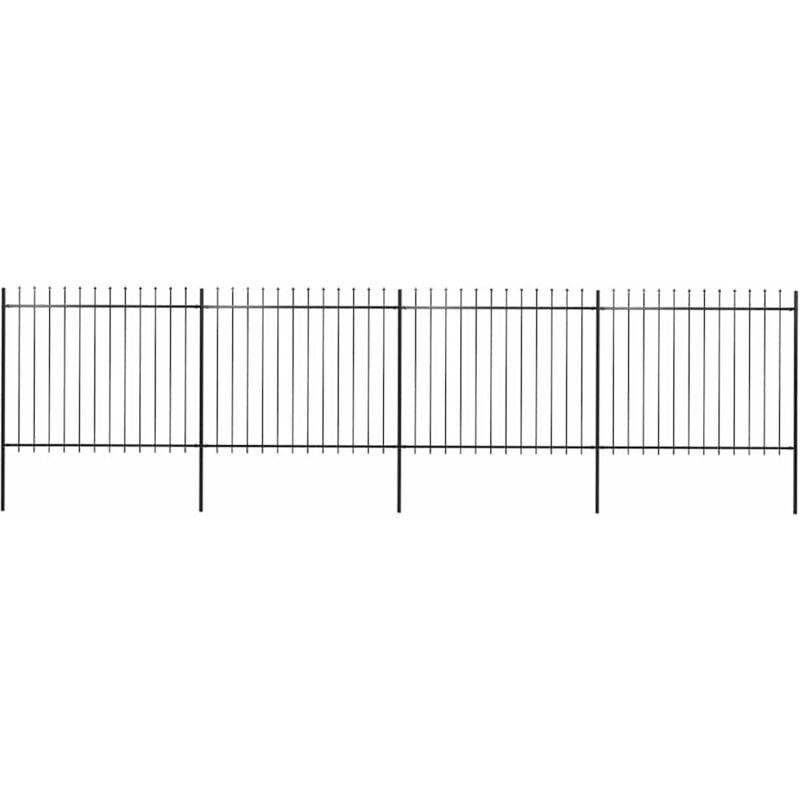 vidaXL Clôture de jardin avec dessus en lance Acier 6,8 x 1,5 m Noir