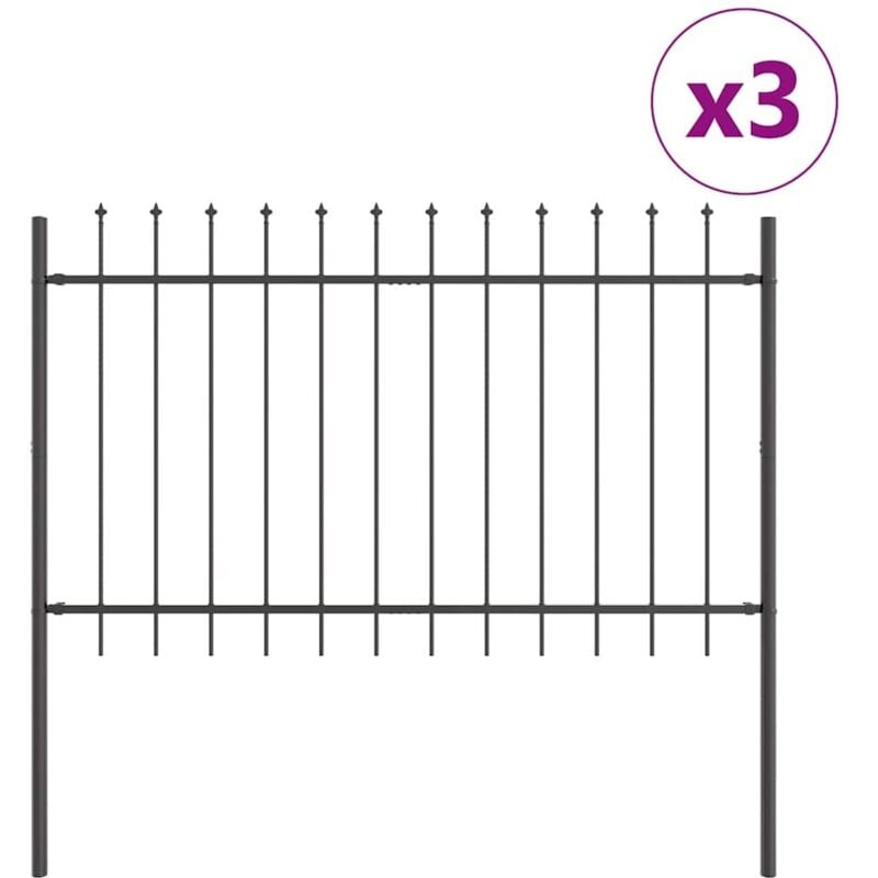 Vidaxl - Clôture de jardin avec pointe en fer gris 5,1x0,8 m en acier
