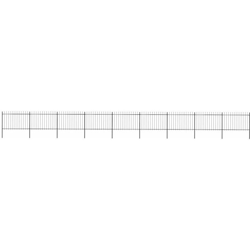 Vidaxl - Clôture de jardin avec dessus en lance Acier 15,3 x 1,2 m Noir