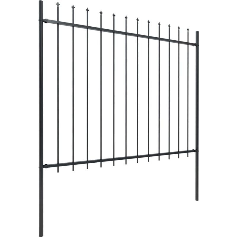 Vidaxl - Clôture de jardin avec dessus en lance Acier 17 x 1,5 m Noir