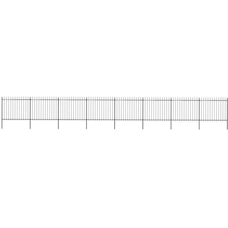 Clôture de jardin avec dessus en lance Acier 13,6 x 1,5 m Noir - Vidaxl