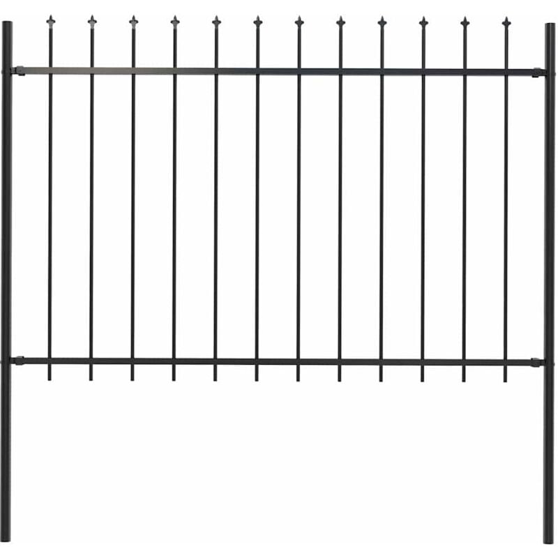 Clôture de jardin avec dessus en lance Acier 1,7 x 1,2 m Noir Vidaxl
