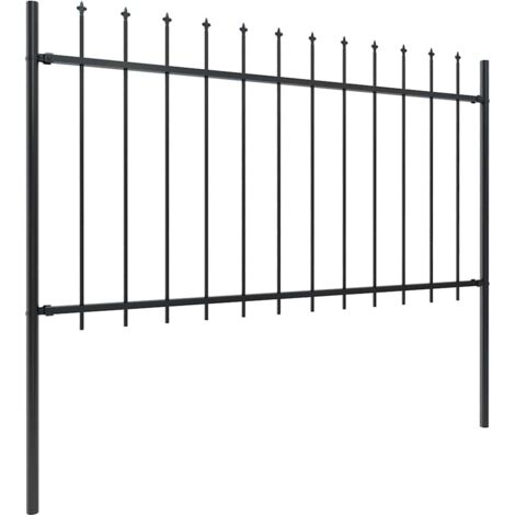 Clôture de jardin avec dessus en lance Acier 1,7 x 1 m Noir CFW50820