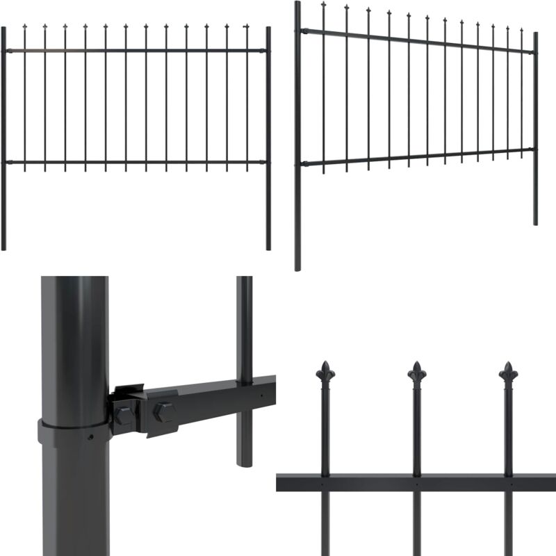 Vidaxl - Clôture de jardin avec dessus en lance Acier 1,8 m Noir - Clôture De Jardin - Clôture Métallique - Clôture En Acier - Clôture Noire