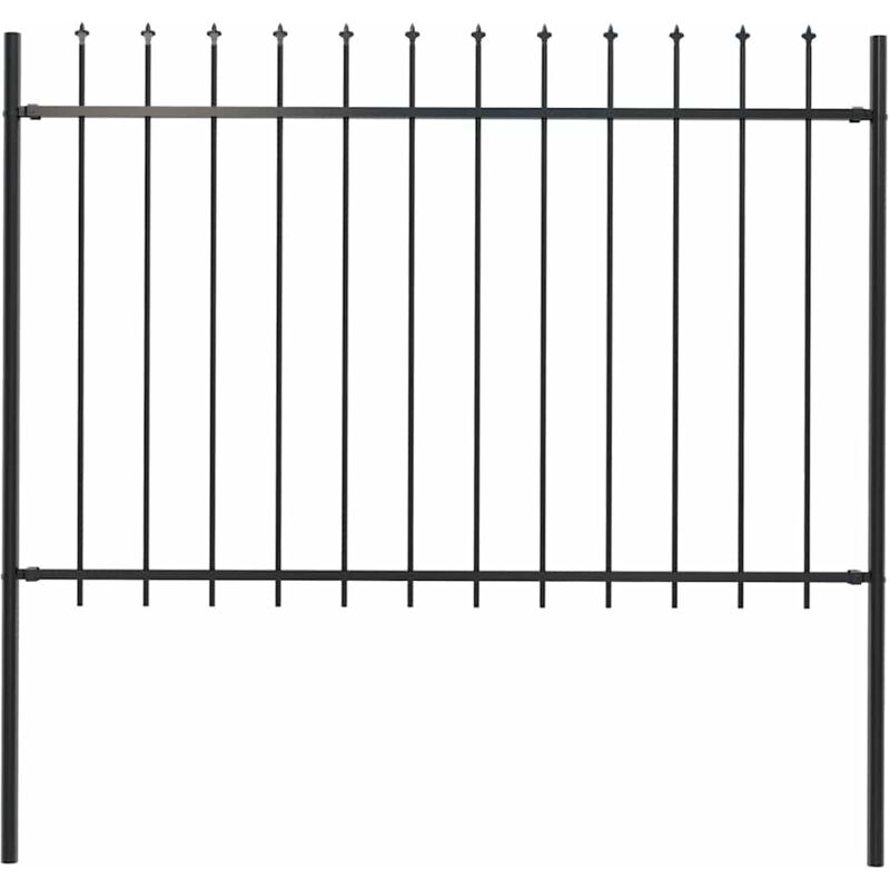 Decdeal - Clôture de jardin avec dessus en lance Acier 1,7 x 1,2 m Noir