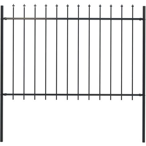 Clôture de jardin avec dessus en lance Acier 1,7 x 1,2 m Noir