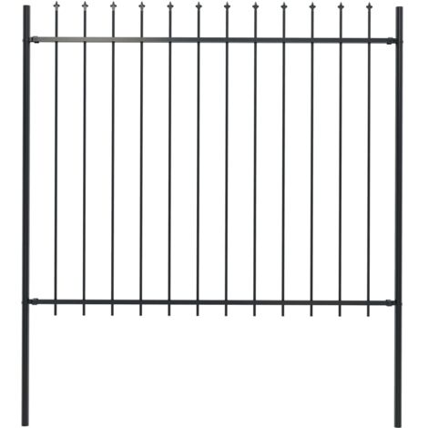 Clôture de jardin avec dessus en lance Acier 1,7 x 1,5 m Noir