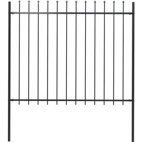 Clôture de jardin avec dessus en lance Acier 1,7 x 1,5 m Noir