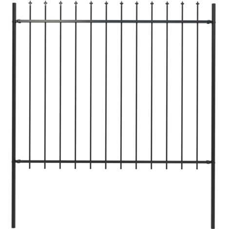 Clôture de jardin avec dessus en lance Acier 1,7 x 1,5 m Noir CFW83155