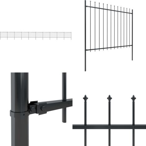 Clôture de jardin avec dessus en lance Acier 17 x 1,5 m Noir - Clôture De Jardin - Clôture En Acier - Clôture Décorative - Clôture Noire - Clôture Résistante - Home & Living