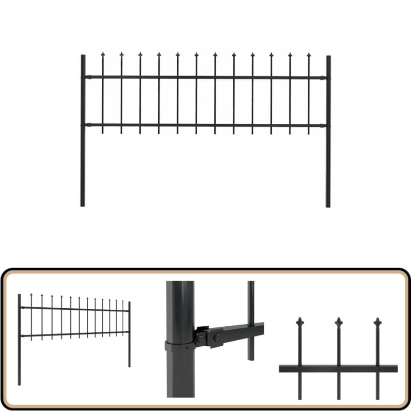 Vidaxl - Clôture de jardin avec dessus en lance Acier 1,8 m Noir - Clôture De Jardin - Clôture En Acier - Clôture Decorative - Clôture Noire