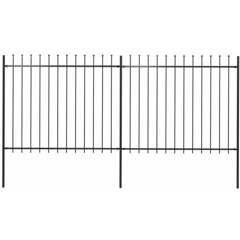 Clôture de jardin avec dessus en lance Acier 3,4 x 1,5 m Noir