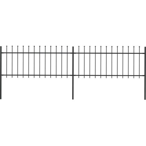 Clôture de jardin avec dessus en lance Acier 15,3 x 0,8 m Noir