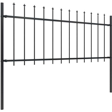 Clôture de jardin avec dessus en lance Acier 3,4x0,8 m Noir CFW50846