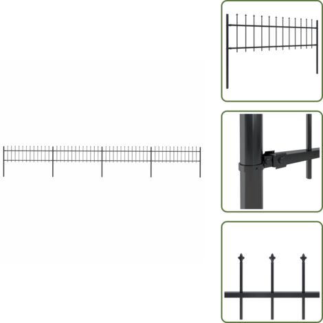 Clôture de jardin avec dessus en lance Acier 6,8 x 0,6 m Noir - Clôture De Jardin - Clôture En Acier - Clôture Decorative - Clôture Noire - Clôture Sécurisé