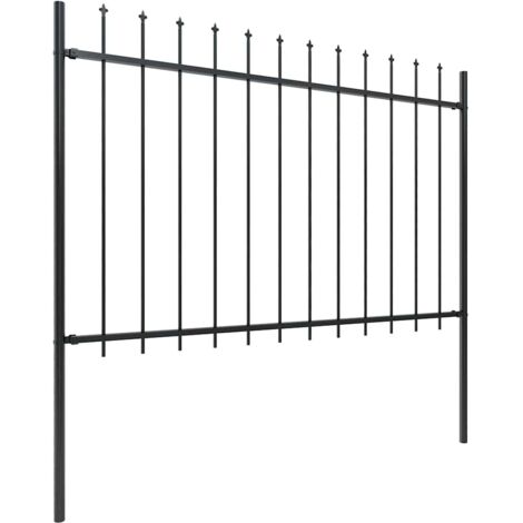 Clôture de jardin avec dessus en lance Acier 8,5 x 1,2 m Noir CFW50859