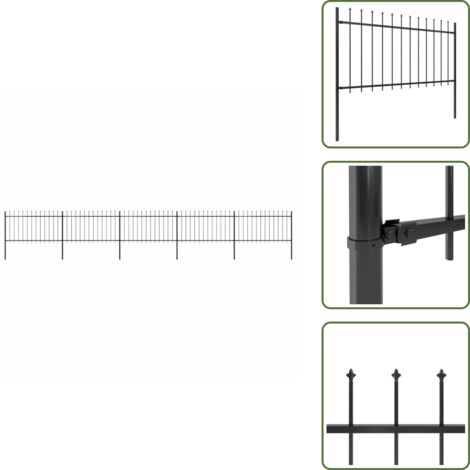 Clôture de jardin avec dessus en lance Acier 8,5x1 m Noir - Clôture De Jardin - Clôture En Acier - Clôture Decorative - Clôture Noire - Clôture Sécurisé