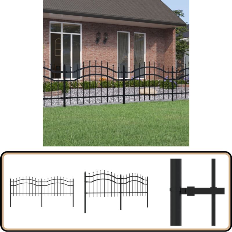 Vidaxl - Clôture de jardin avec sommet de lance Noir 115 cm - Clôture De Jardin - Clôture Métalliques - Clôture Noire - Clôture Sécurisée - Clôture