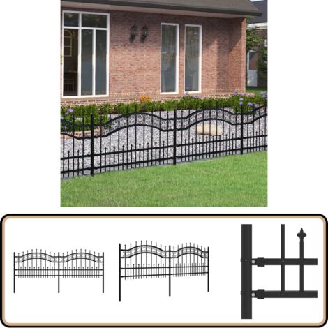Clôture de jardin avec sommet de lance Noir 115 cm - Clôture De Jardin - Clôture Métalliques - Clôture Noire - Clôture Sécurisée - Clôture Design