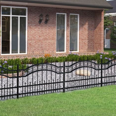Clôture de jardin avec sommet de lance Noir 115 cm vidaXL