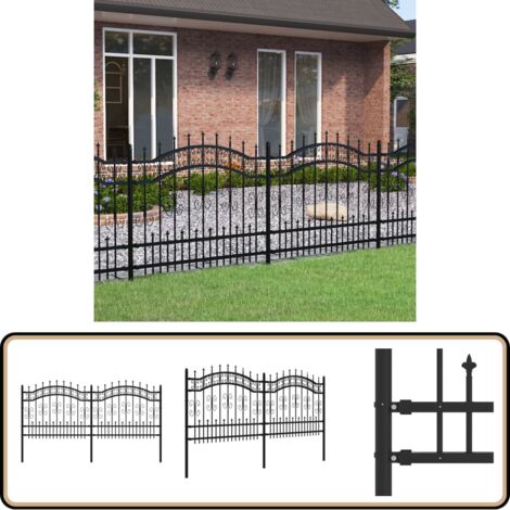 Clôture de jardin avec sommet de lance Noir 140 cm - Clôture De Jardin - Clôture Métalliques - Clôture Noire - Clôture Sécurisée - Clôture Design