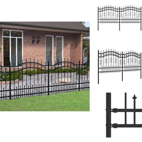 Clôture de jardin avec sommet de lance Noir 140 cm - Clôture De Jardin - Clôture Métalliques - Clôture Noire - Clôture Sécurisée - Clôture Design