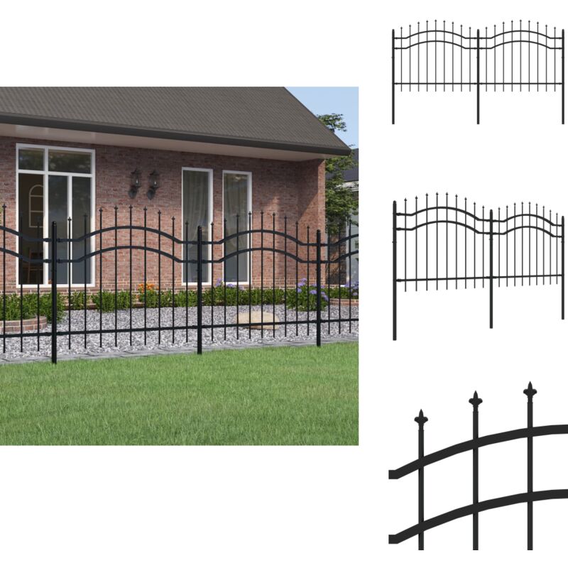 Vidaxl - Clôture de jardin avec sommet de lance Noir 140 cm - Clôture De Jardin - Clôture Métalliques - Clôture Noire - Clôture Sécurisée - Clôture
