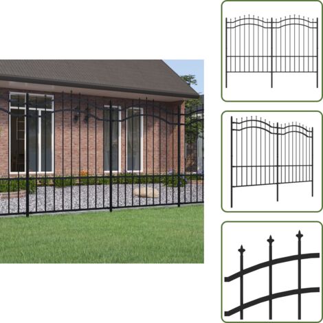 Clôture de jardin avec sommet de lance Noir 190 cm - Clôture Jardin - Clôture Métal - Clôture Design - Clôture Sécurisée - Clôture Noire