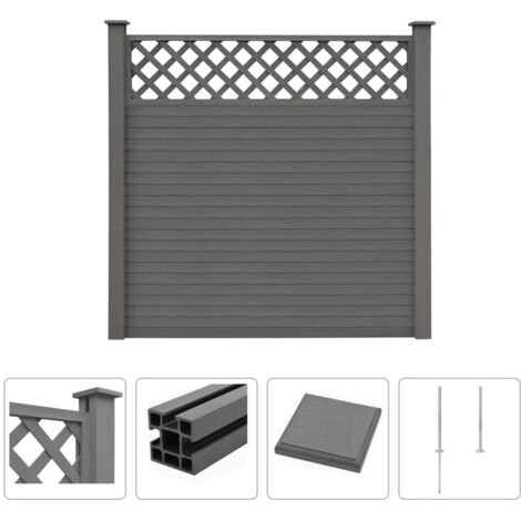 Clôture de jardin avec treillis WPC 183x185 cm Gris