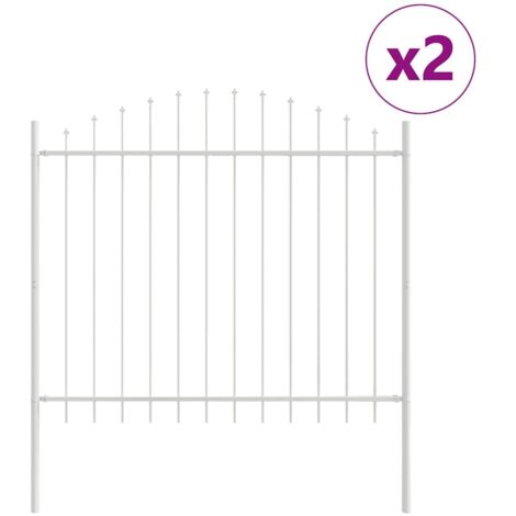 Clôture de jardin， Barrière de jardin avec arceau blanc 3,4x1,5 m en acier CFW56986