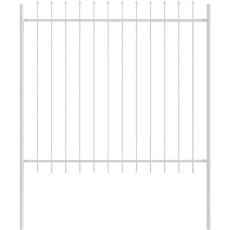 Clôture de jardin， Barrière de jardin avec pointe de lance Blanche 1,7x1,5 m en acier CFW22081