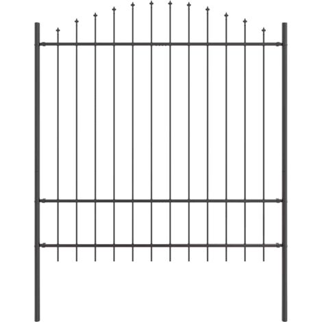 Clôture de jardin, Barrière de jardin avec sommet arrondi gris 1,7x1,75 m en acier CFW87789