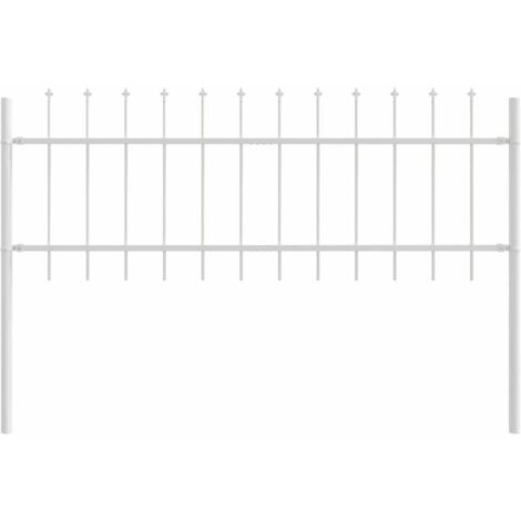 Clôture de jardin， Barrière de jardin blanche avec sommet en lance 1,7x0,6 m en acier CFW63289