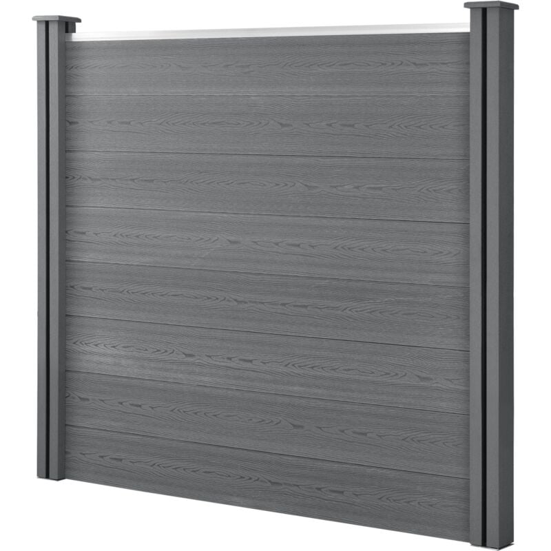 Helloshop26 - Clôture de jardin brise-vue avec 2 poteaux planches bois composite wpc 165 x 162 cm gris