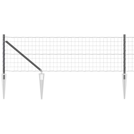 Clôture de jardin, Clôture Euro avec 13 piquets 0.6x25 m acier galvanisé gris CFW57736
