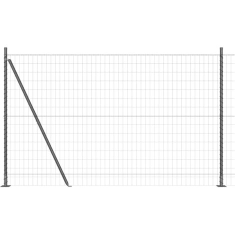Clôture de jardin, Clôture Euro avec 7 Poteaux Flangés 1,6x10 m Acier Galvanisé CFW45382