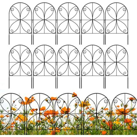 Clôture de Jardin Décorative - 10 Panneaux en Métal Antirouille - Clôture