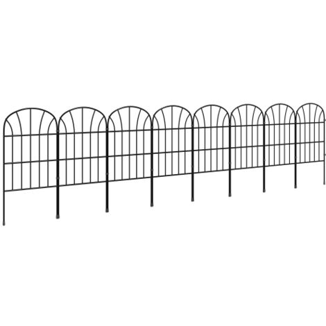 Clôture de jardin décorative en métal, lot de 8, clôture à emboîter pour balcon ou terrasse, noire, 93 x 150 cm, robuste et élégante