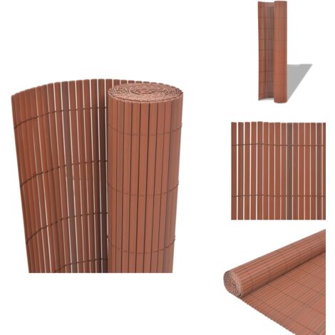 Clôture de jardin Double face PVC 90 x 300 cm Marron - Clôture Jardin - Clôture Pvc - Clôture Double Face - Barrière Decorative - Cloison Jardin