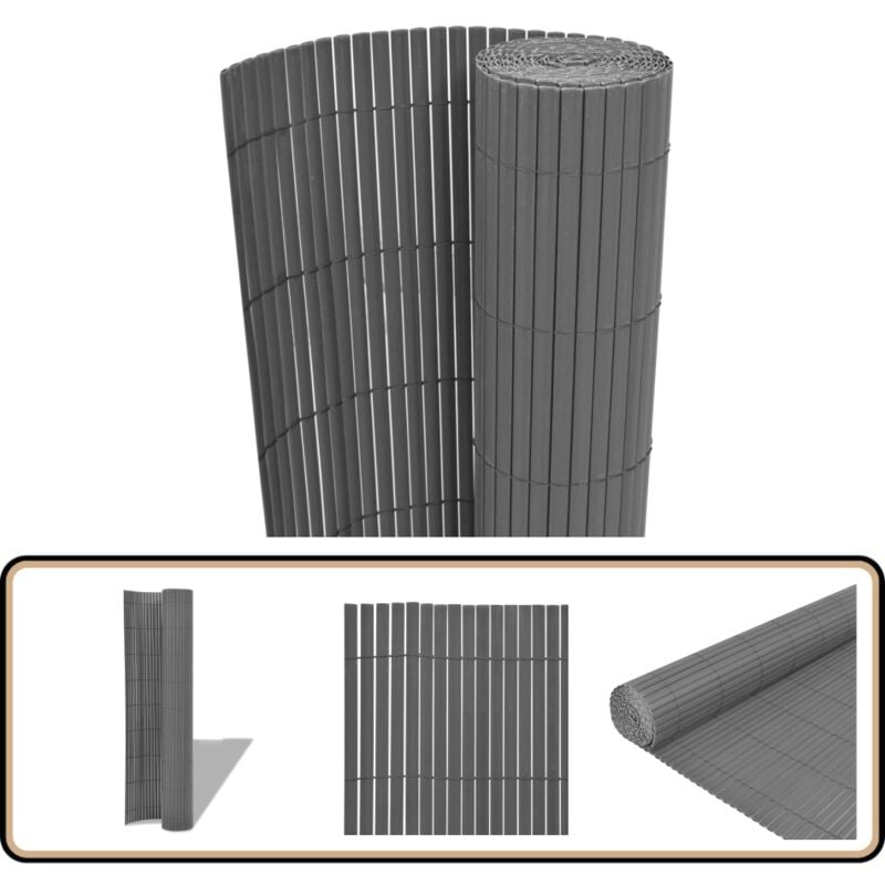 Clôture de jardin Double face pvc 90 x 500 cm Gris - Clôture De Jardin - Clôture Pvc - Clôture Grillage - Barriere Decorative - Cloture Pliable