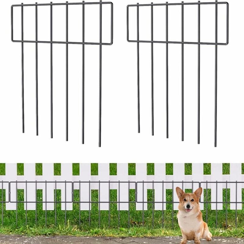 Clôture de jardin en fil d'acier antirouille, barrière pour animaux, panneaux faciles à installer, empêche les créatures d'entrer 42x33cm - 10 pièces