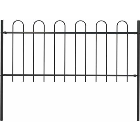 Clôture de jardin-Grillage de jardin avec arceau en acier 181 x 80 cm Noir