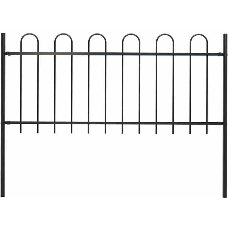 Clôture de jardin, Grillage de jardin avec dessus en cerceau acier 1, 7 m noir oce75112 design in