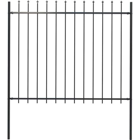 Clôture de jardin-Grillage de jardin avec dessus en forme de lance en acier 181 x 150 cm Noir