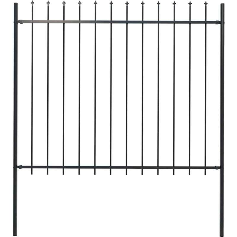 Clôture de jardin, Grillage de jardin avec dessus en lance acier 1, 7 x 1, 5 m noir oce55412 design in