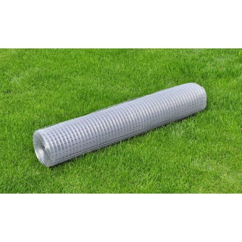 Clôture de jardin, Grillage de jardin, Clôture en treillis acier galvanisé carré 1x25 m argenté oce15263 design in
