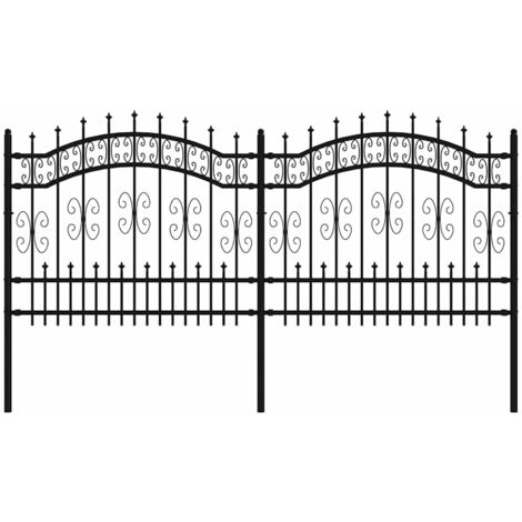 Clôture de jardin Kampen avec pointe en forme de lance, acier noir 240 x 100 cm