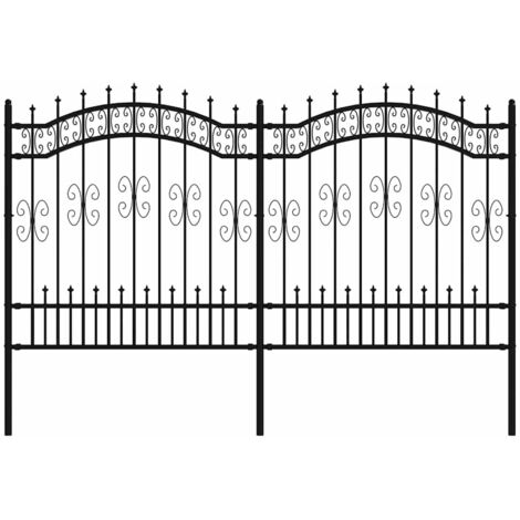 Clôture de jardin Kampen avec pointe en forme de lance, acier noir 240 x 125 cm