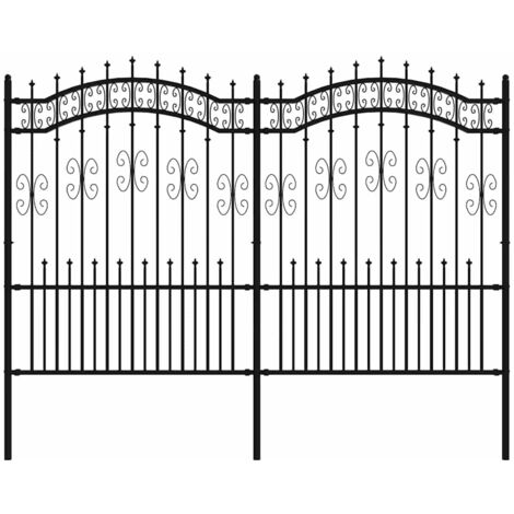 Clôture de jardin Kampen avec pointe en forme de lance, acier noir 240 x 150 cm